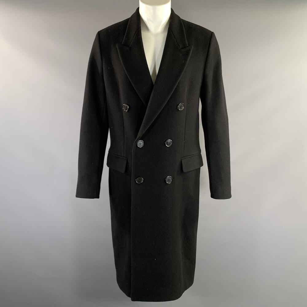 AMI by ALEXANDRE MATTIUSSI Size M Black Wool Polyamide Peak Lapel Coat